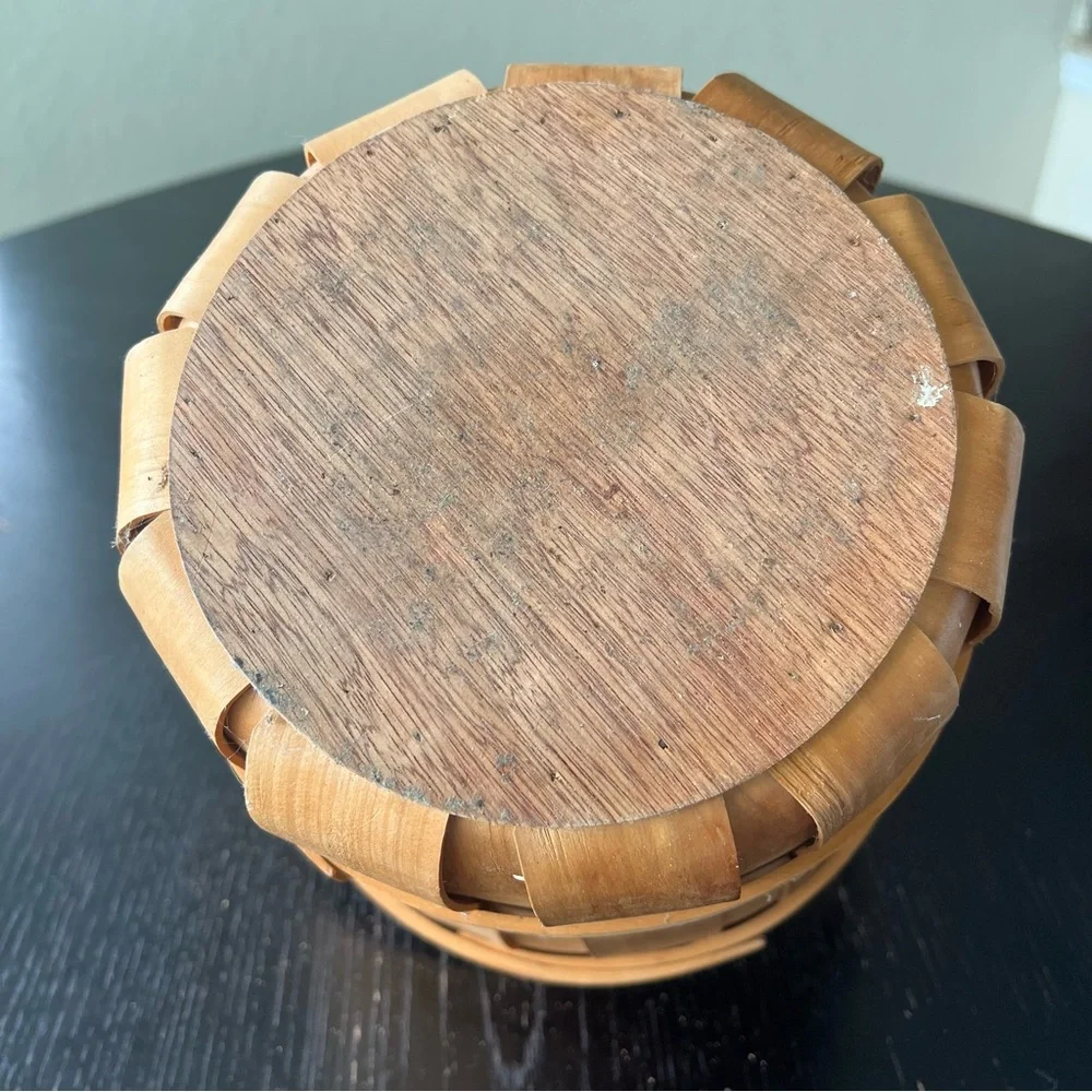 Rustic Light Brown Wooden Basket 8in x 8.5in